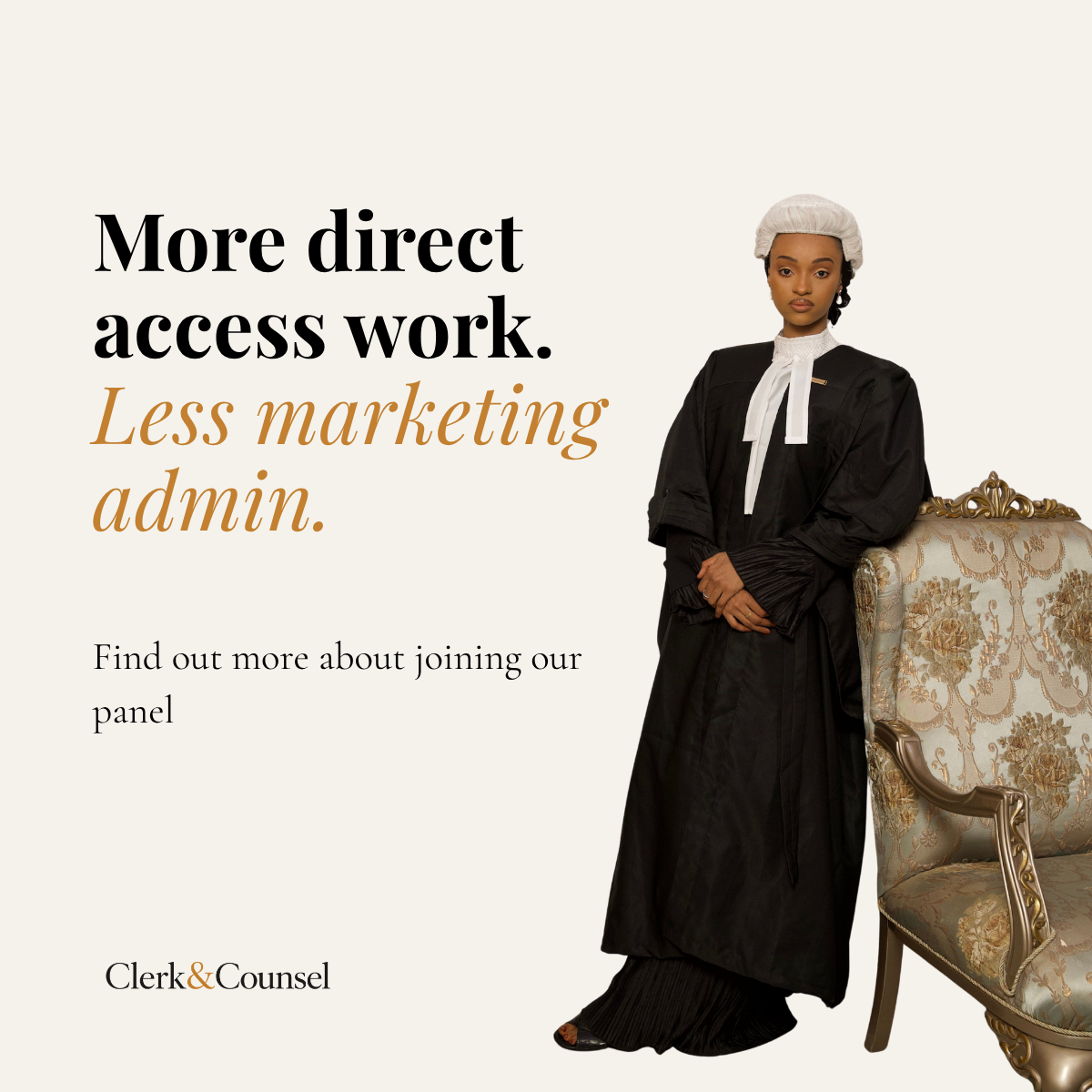 Clerk and Counsel social media design promoting direct access work